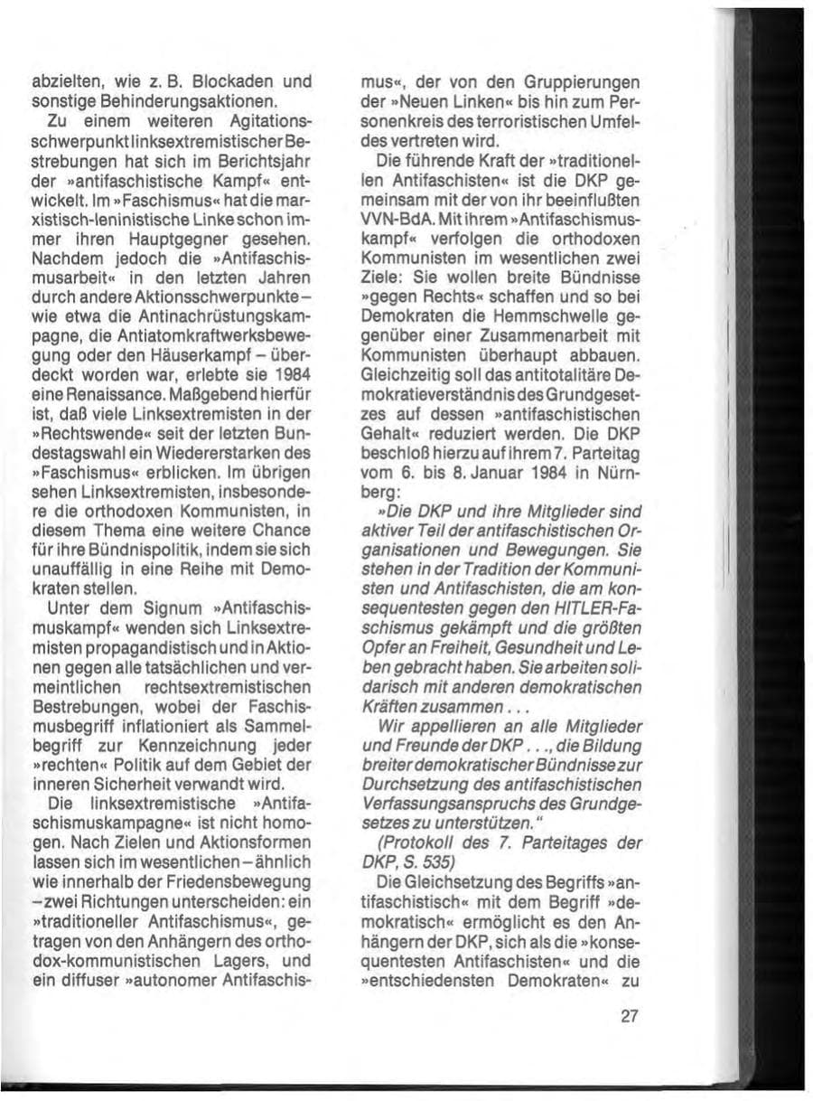 Seite 29 des Verfassungsschutzbericht 1984 Schleswig-Holstein