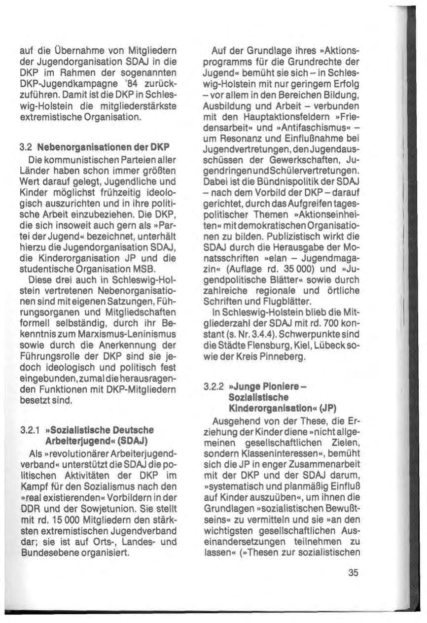 Seite 37 des Verfassungsschutzbericht 1984 Schleswig-Holstein