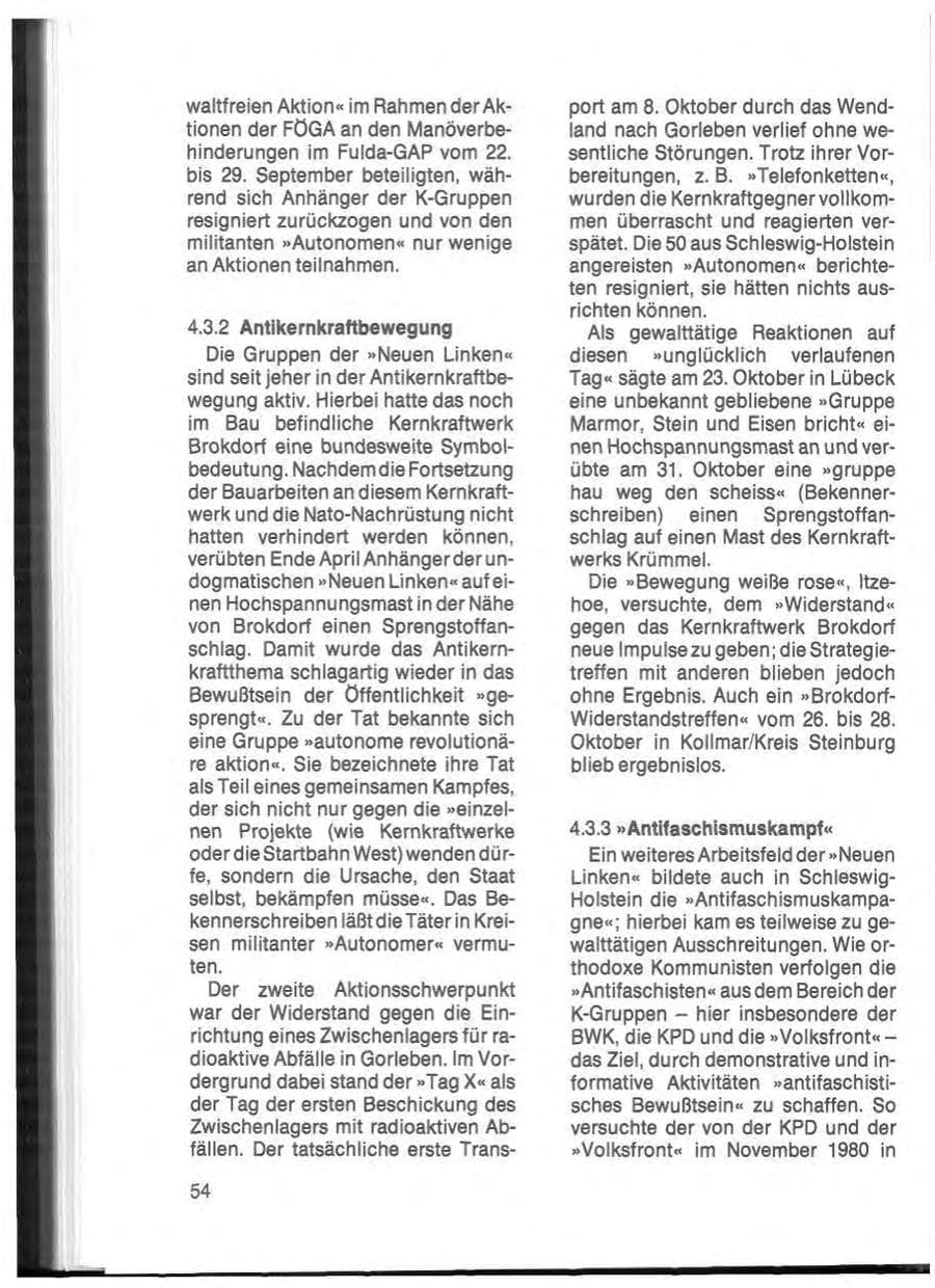 Seite 56 des Verfassungsschutzbericht 1984 Schleswig-Holstein