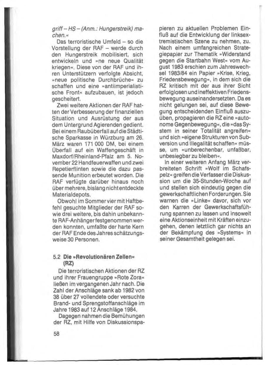 Seite 60 des Verfassungsschutzbericht 1984 Schleswig-Holstein