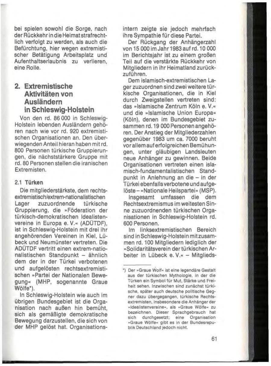 Seite 63 des Verfassungsschutzbericht 1984 Schleswig-Holstein