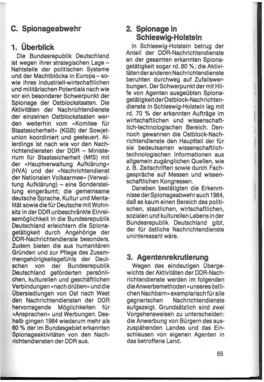 Seite 67 des Verfassungsschutzbericht 1984 Schleswig-Holstein