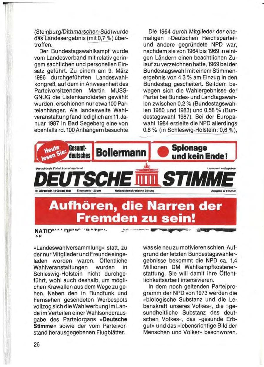 Seite 28 des Verfassungsschutzbericht 1985 Schleswig-Holstein