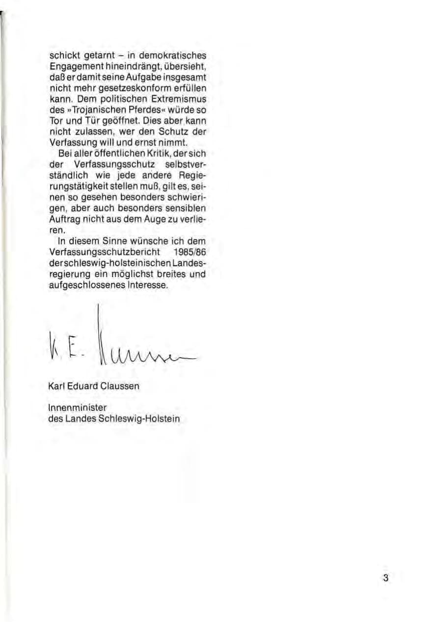 Seite 5 des Verfassungsschutzbericht 1985 Schleswig-Holstein