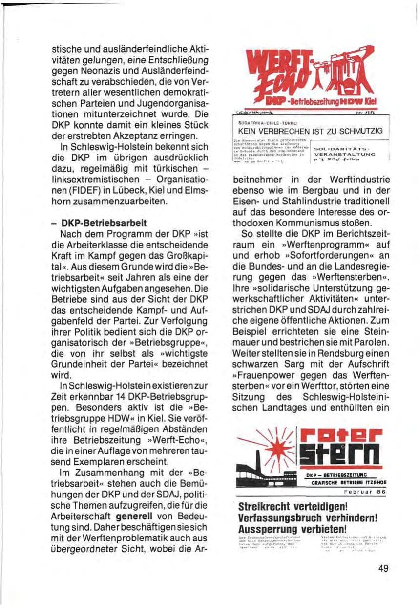 Seite 51 des Verfassungsschutzbericht 1985 Schleswig-Holstein