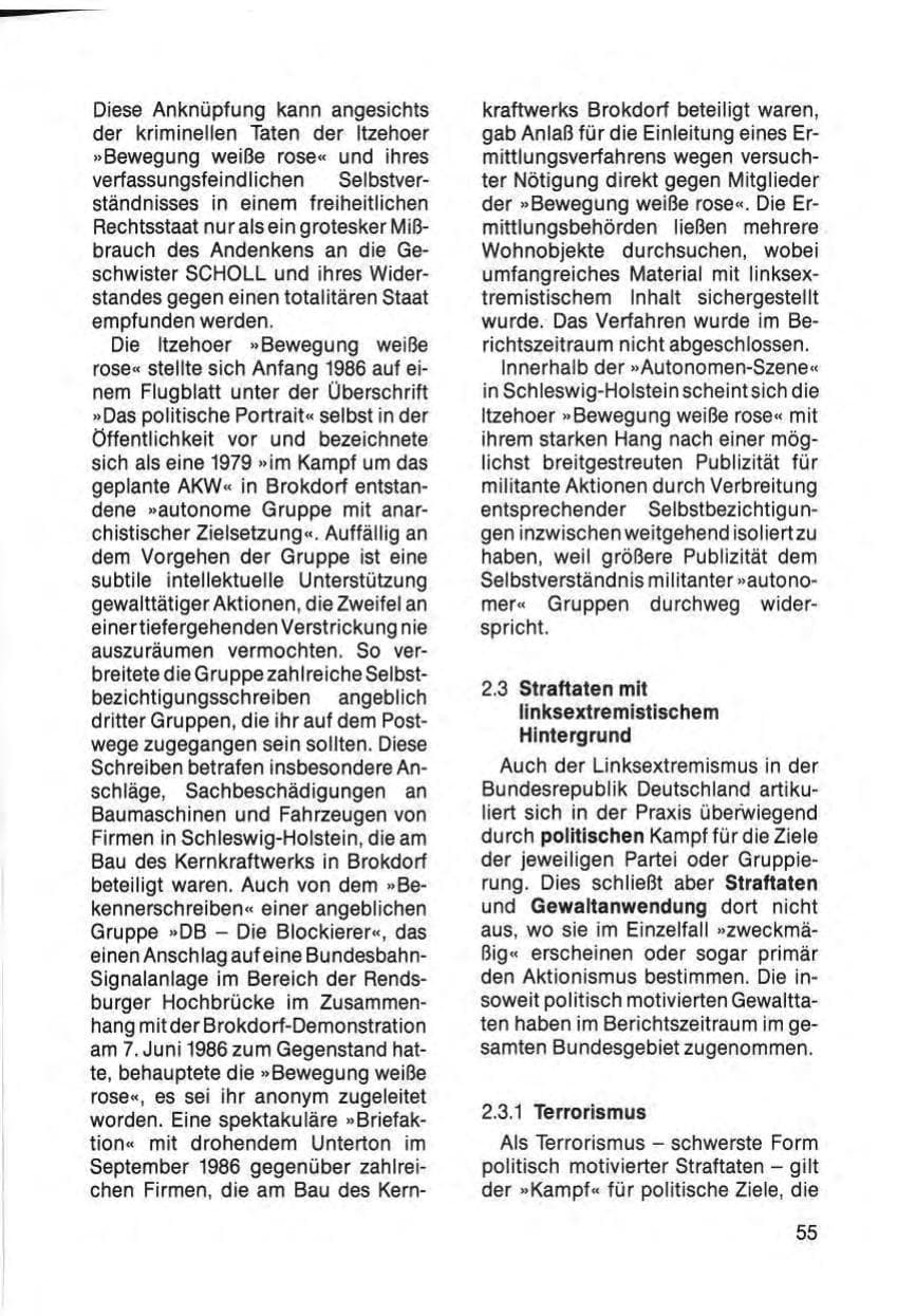 Seite 57 des Verfassungsschutzbericht 1985 Schleswig-Holstein