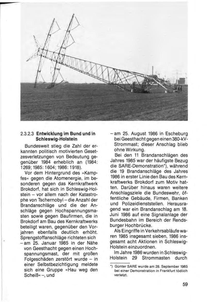 Seite 61 des Verfassungsschutzbericht 1985 Schleswig-Holstein