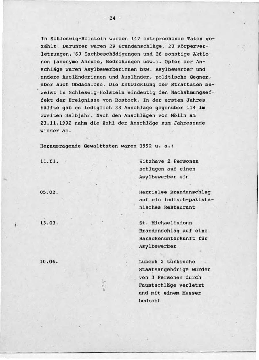 Seite 28 des Verfassungsschutzbericht 1992 Schleswig-Holstein