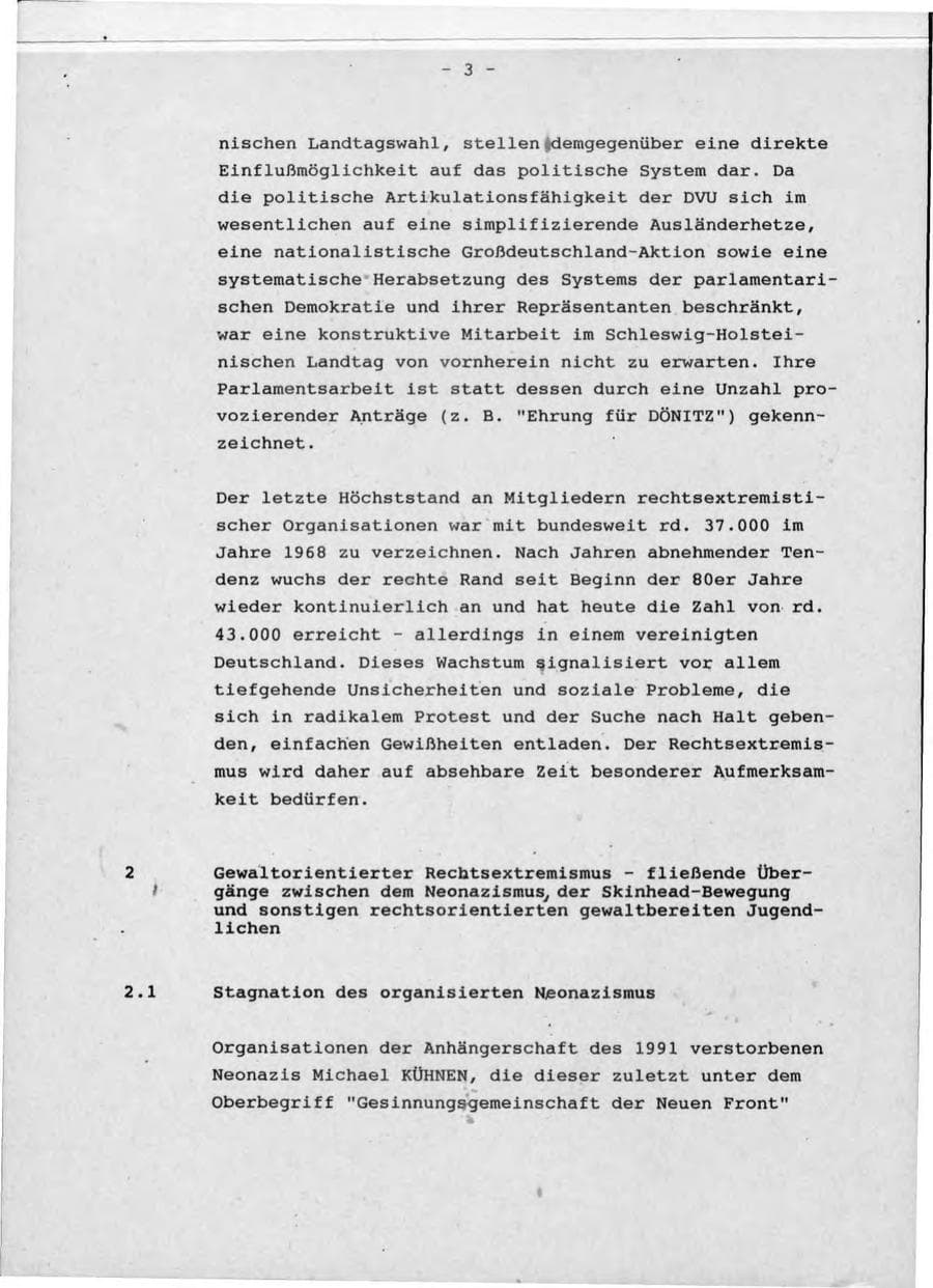 Seite 7 des Verfassungsschutzbericht 1992 Schleswig-Holstein