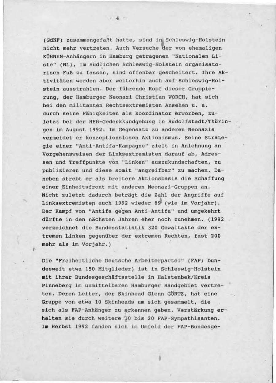 Seite 8 des Verfassungsschutzbericht 1992 Schleswig-Holstein