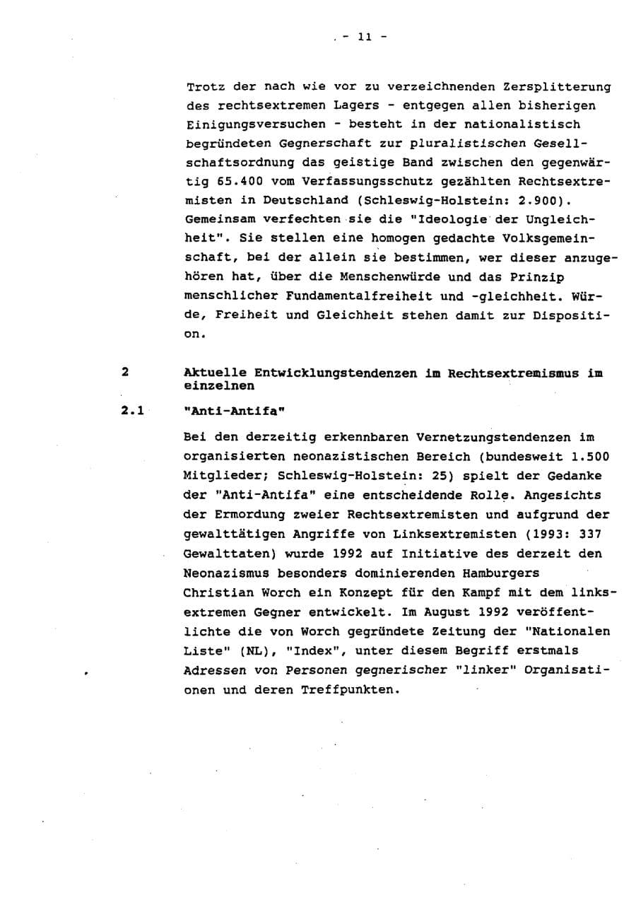 Seite 16 des Verfassungsschutzbericht 1993 Schleswig-Holstein