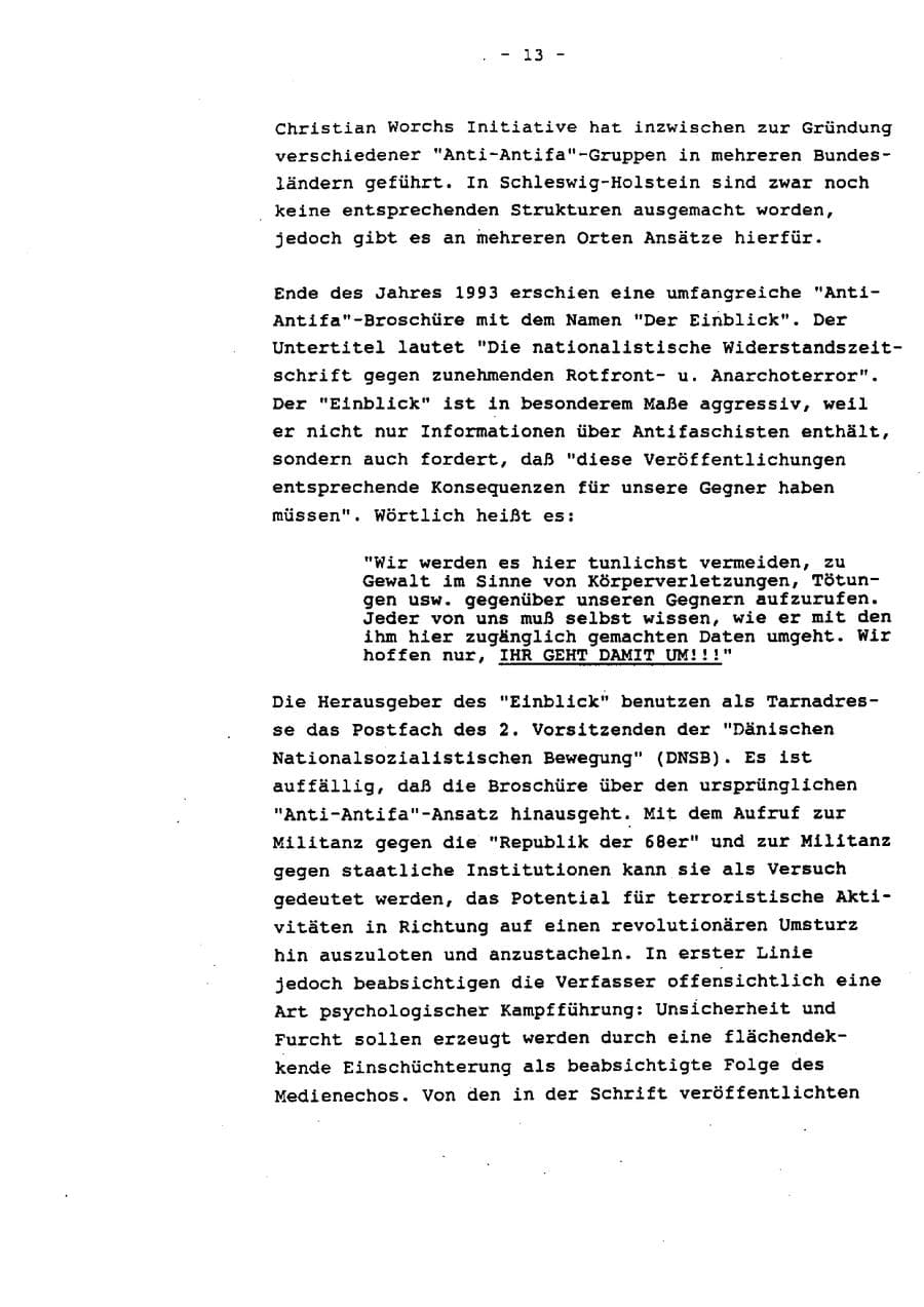 Seite 18 des Verfassungsschutzbericht 1993 Schleswig-Holstein