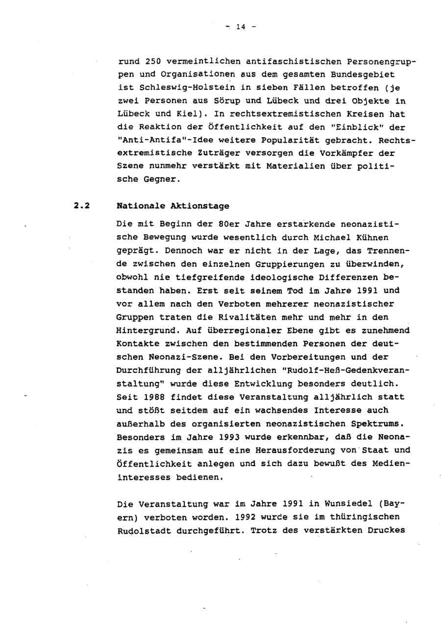 Seite 19 des Verfassungsschutzbericht 1993 Schleswig-Holstein