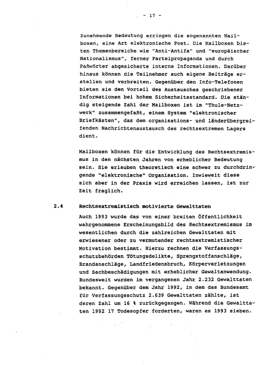 Seite 22 des Verfassungsschutzbericht 1993 Schleswig-Holstein