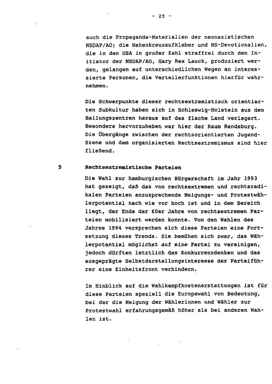Seite 30 des Verfassungsschutzbericht 1993 Schleswig-Holstein