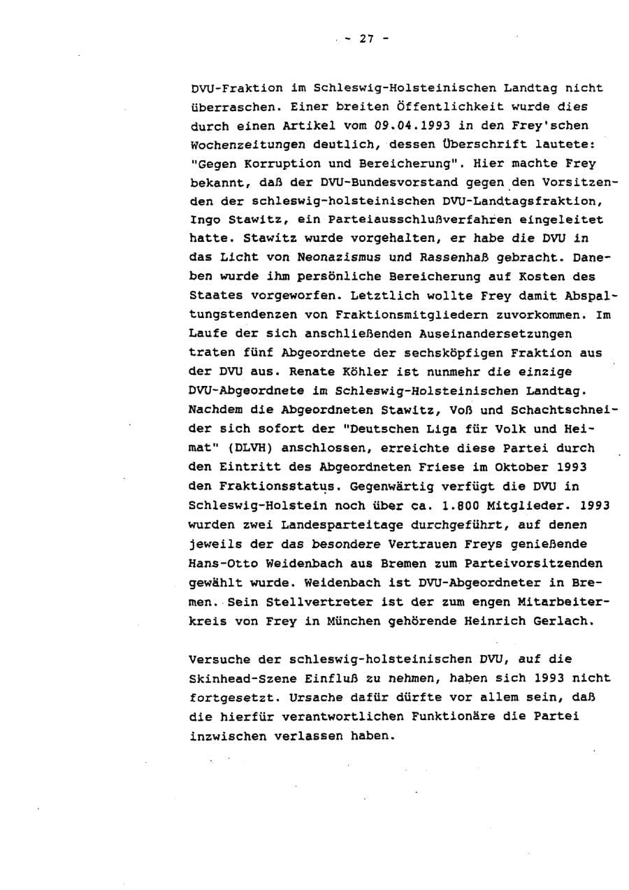 Seite 32 des Verfassungsschutzbericht 1993 Schleswig-Holstein