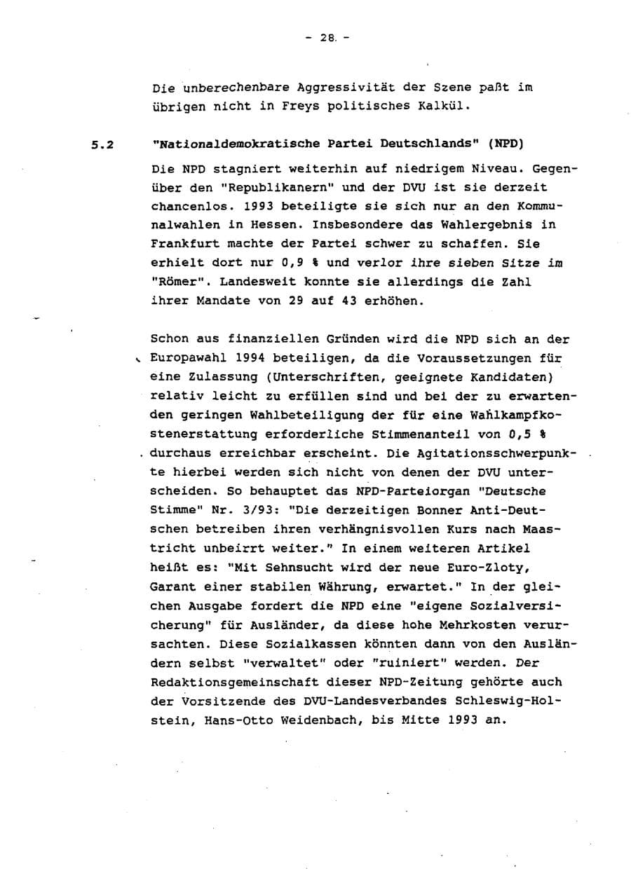 Seite 33 des Verfassungsschutzbericht 1993 Schleswig-Holstein