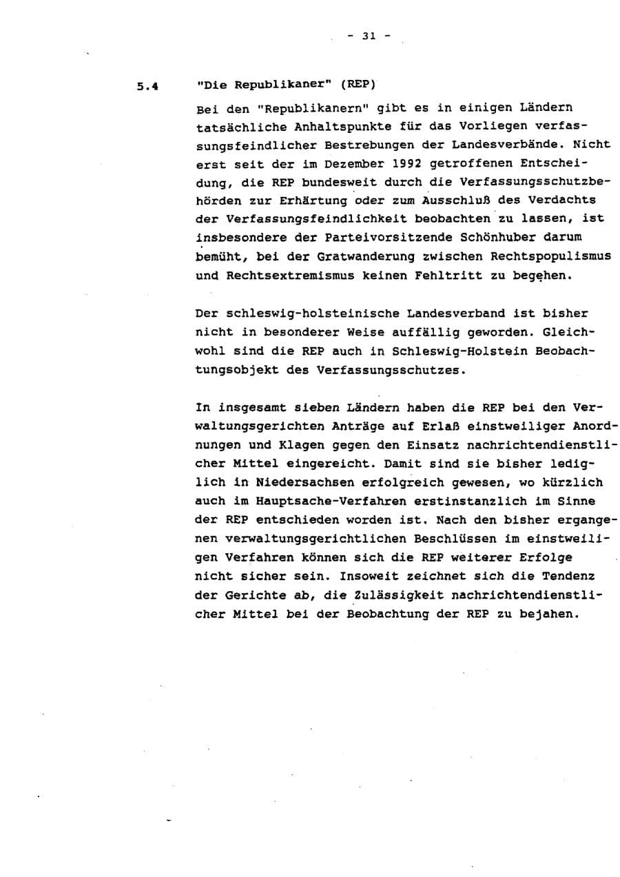 Seite 36 des Verfassungsschutzbericht 1993 Schleswig-Holstein