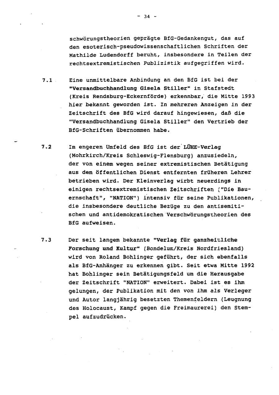 Seite 39 des Verfassungsschutzbericht 1993 Schleswig-Holstein