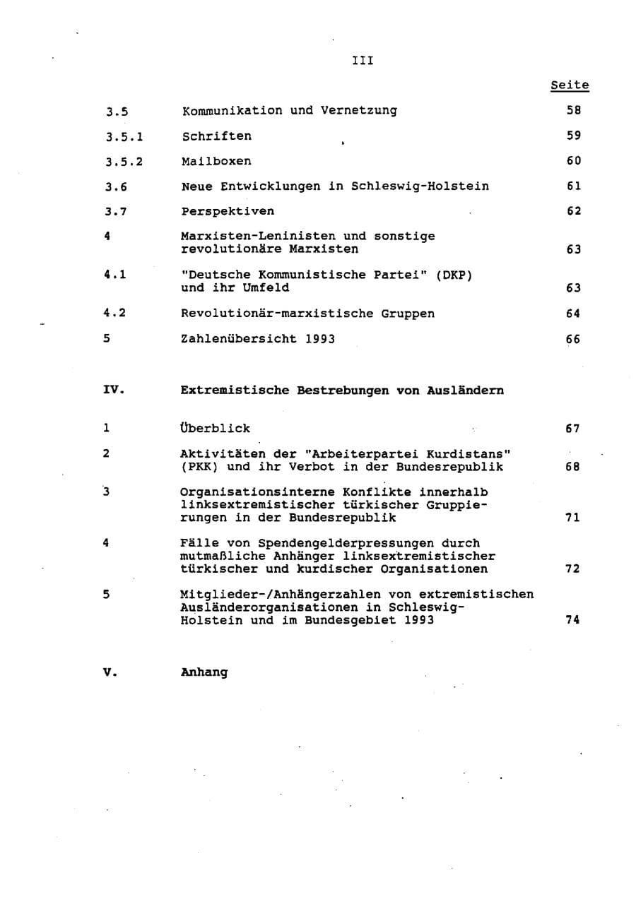 Seite 5 des Verfassungsschutzbericht 1993 Schleswig-Holstein