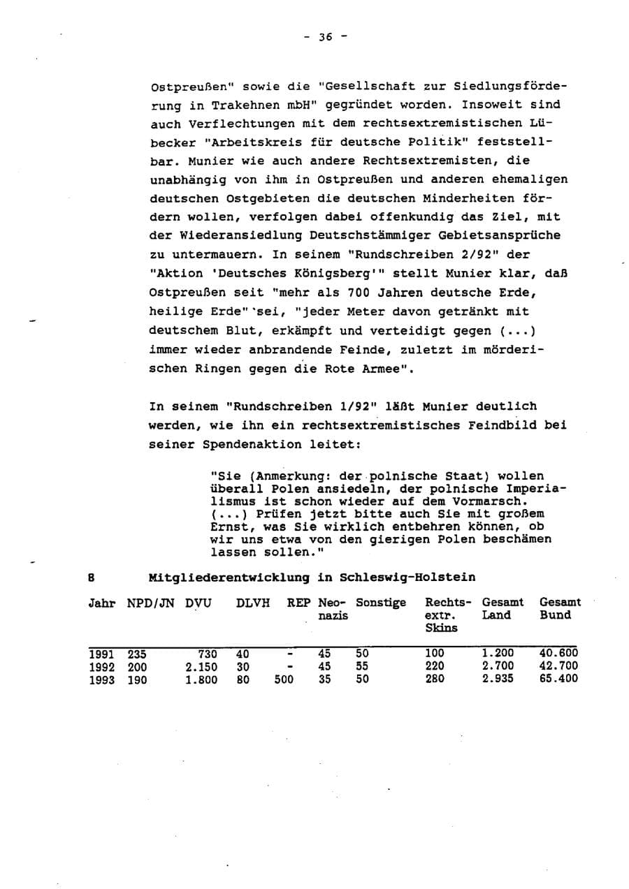 Seite 41 des Verfassungsschutzbericht 1993 Schleswig-Holstein