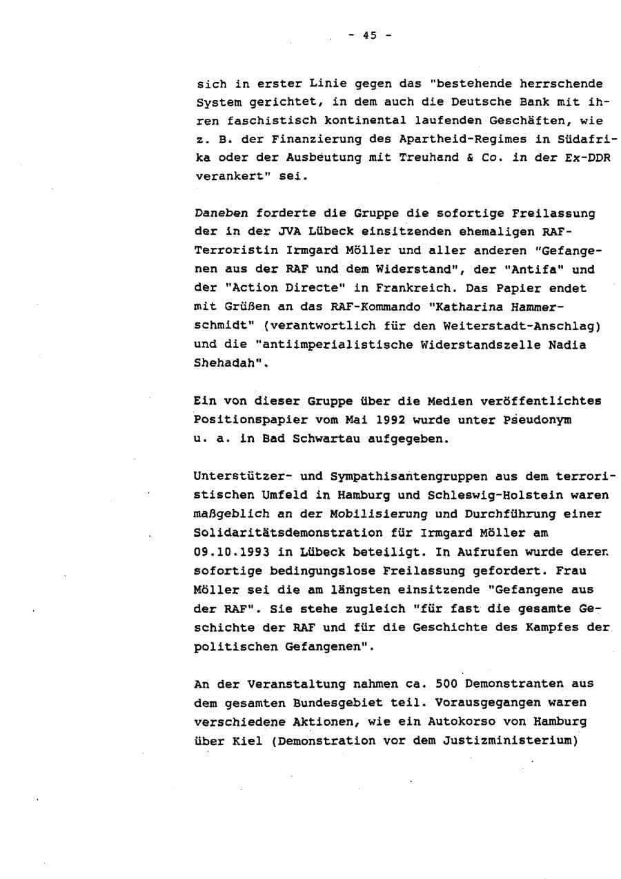 Seite 50 des Verfassungsschutzbericht 1993 Schleswig-Holstein