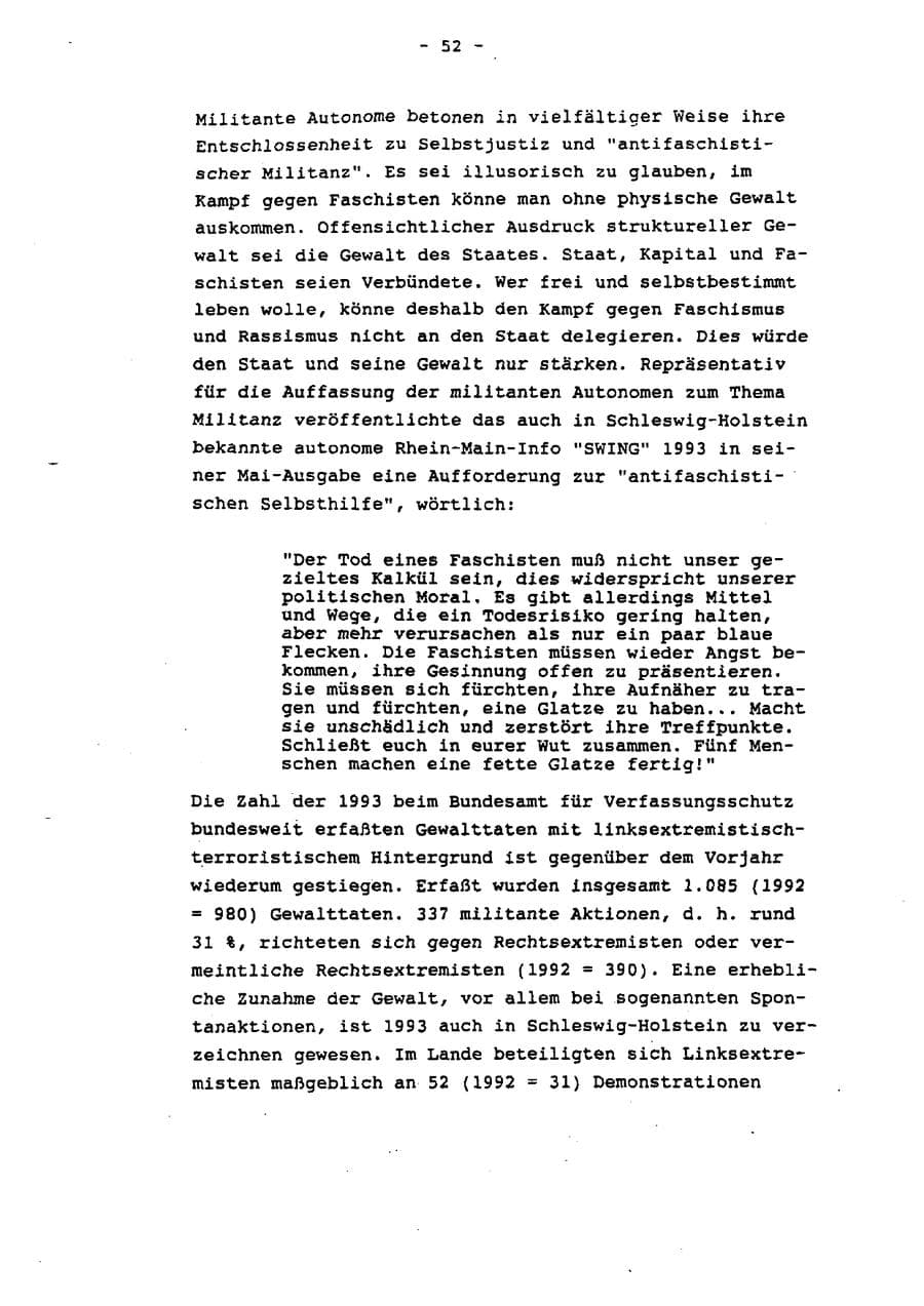 Seite 57 des Verfassungsschutzbericht 1993 Schleswig-Holstein
