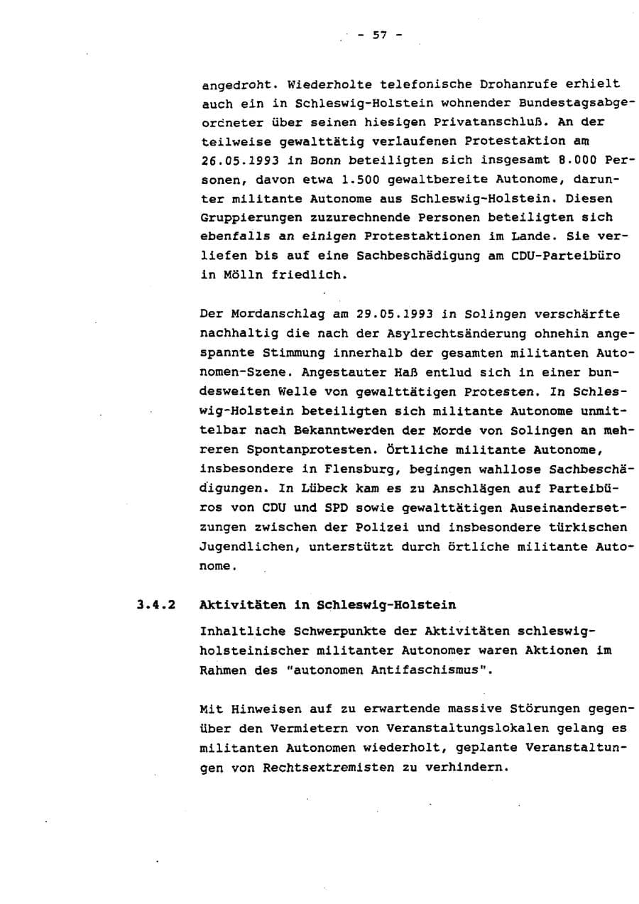 Seite 62 des Verfassungsschutzbericht 1993 Schleswig-Holstein
