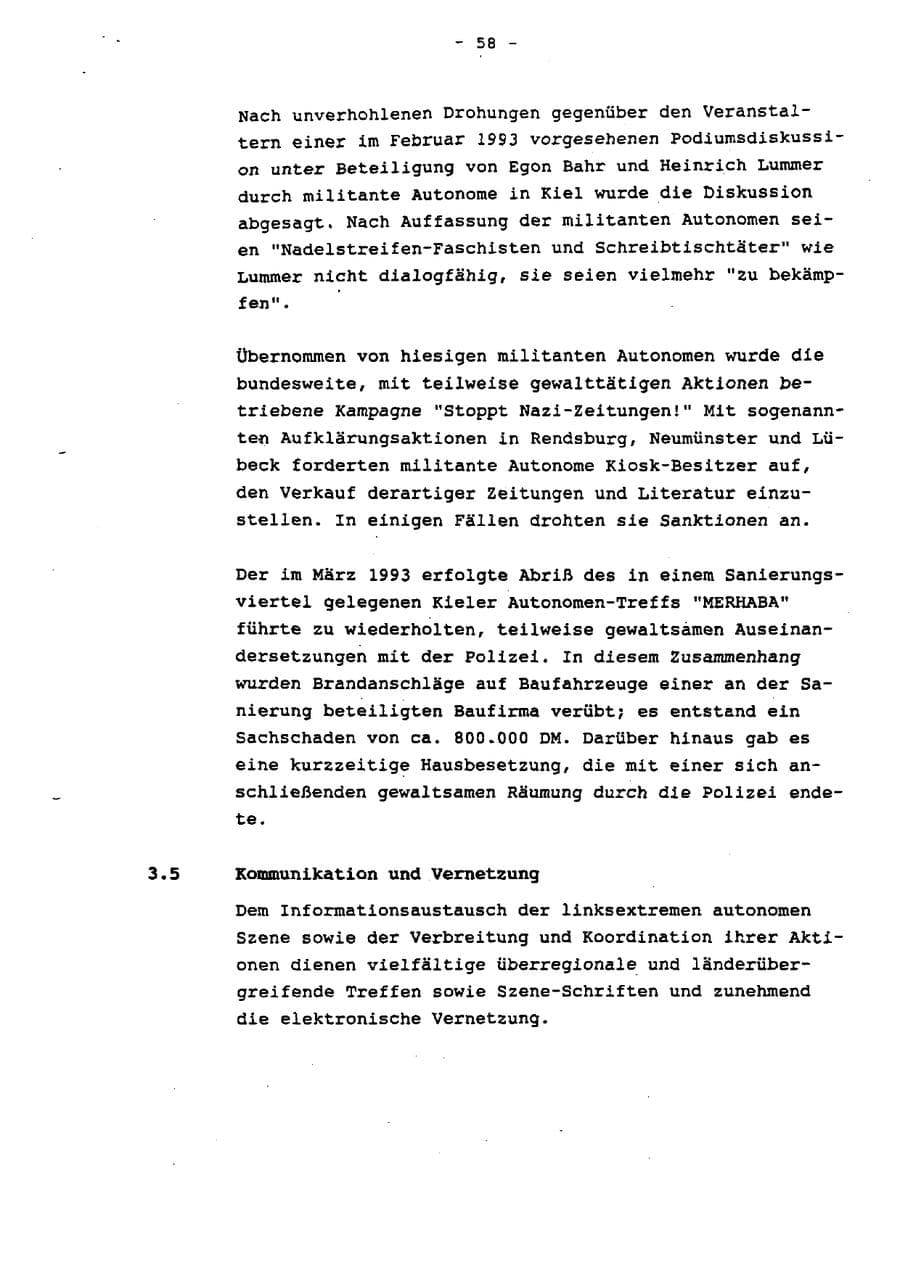 Seite 63 des Verfassungsschutzbericht 1993 Schleswig-Holstein
