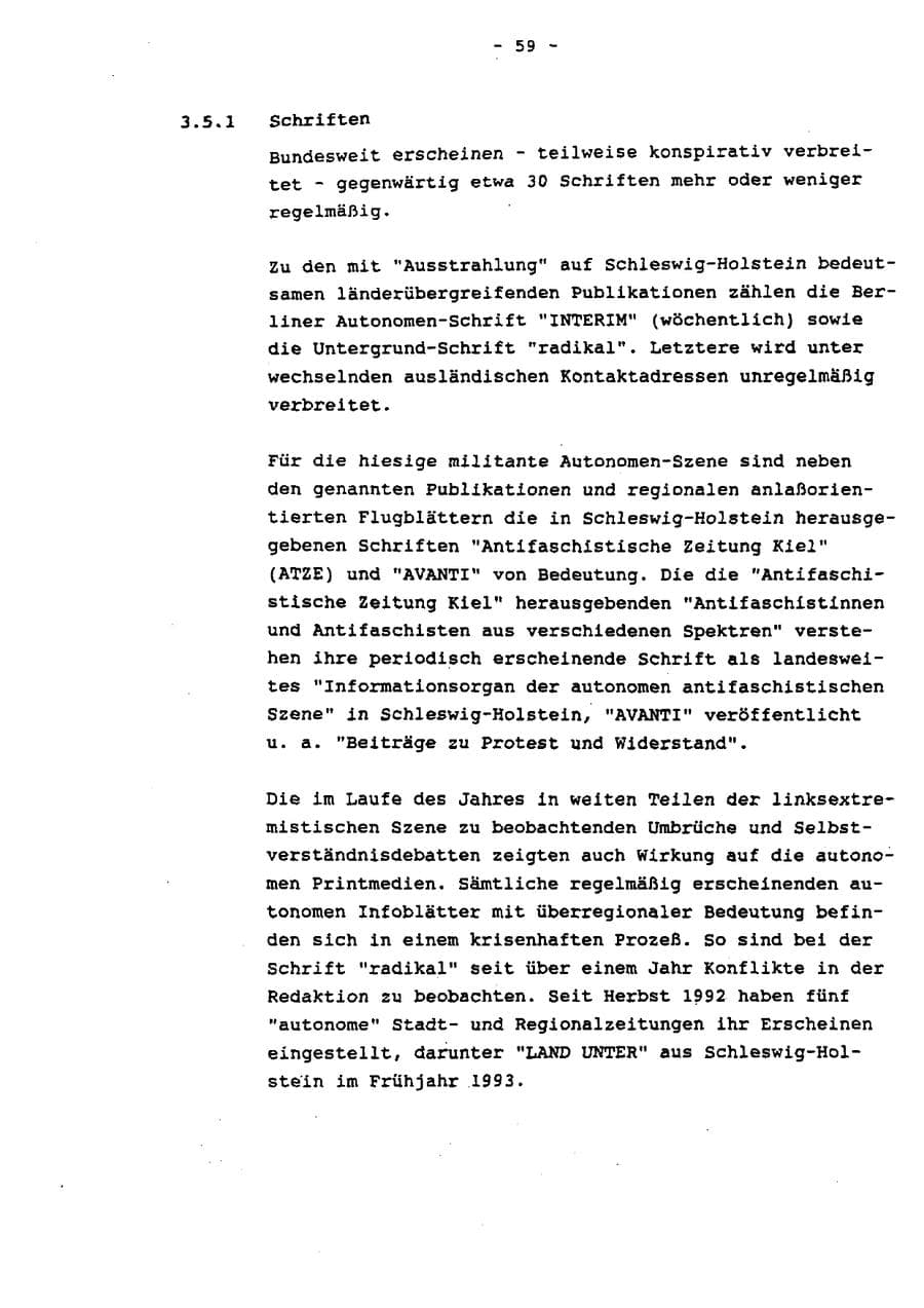Seite 64 des Verfassungsschutzbericht 1993 Schleswig-Holstein