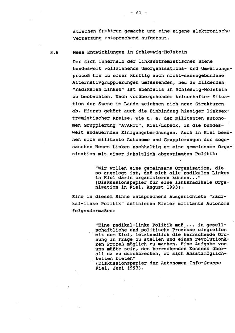 Seite 66 des Verfassungsschutzbericht 1993 Schleswig-Holstein