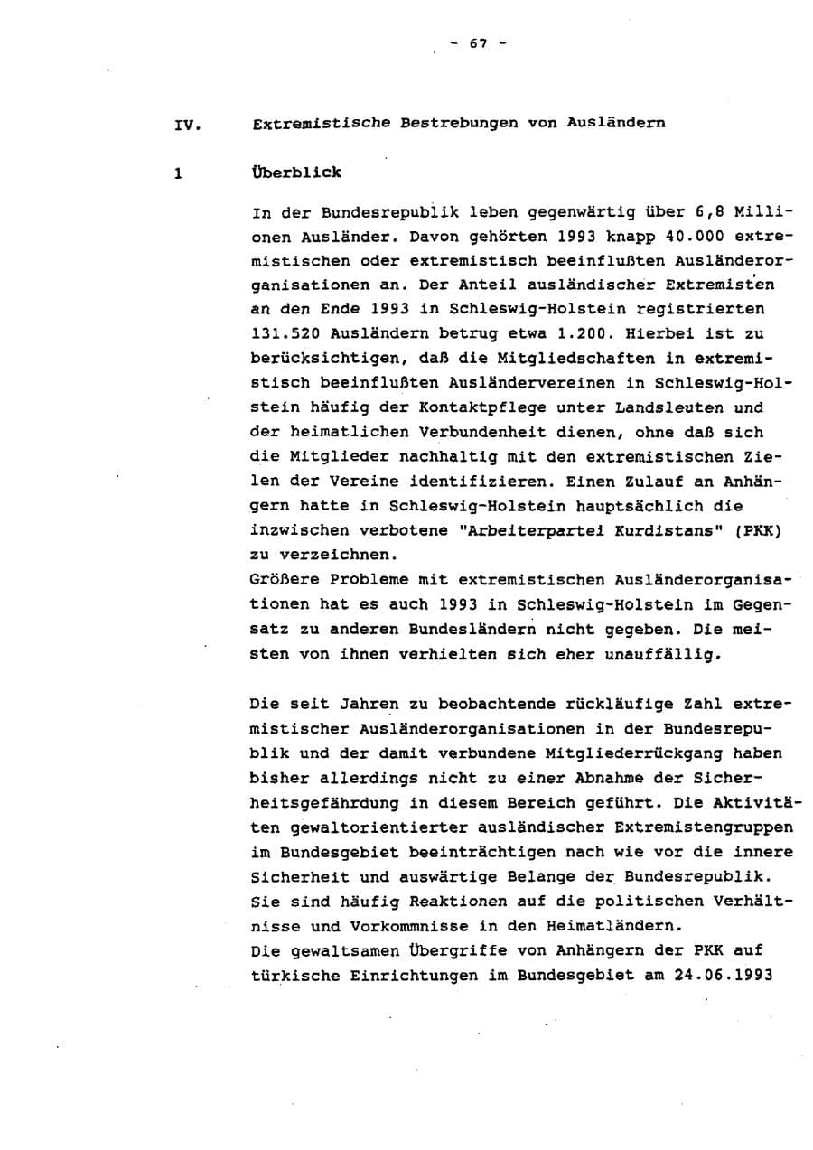 Seite 72 des Verfassungsschutzbericht 1993 Schleswig-Holstein