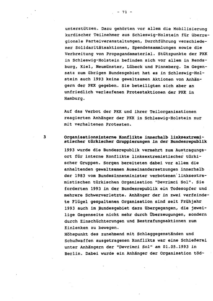 Seite 76 des Verfassungsschutzbericht 1993 Schleswig-Holstein