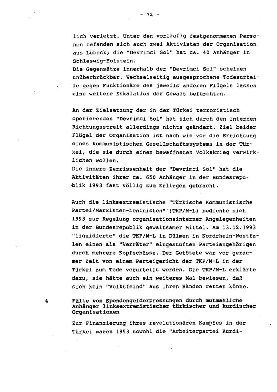 Seite 77 des Verfassungsschutzbericht 1993 Schleswig-Holstein