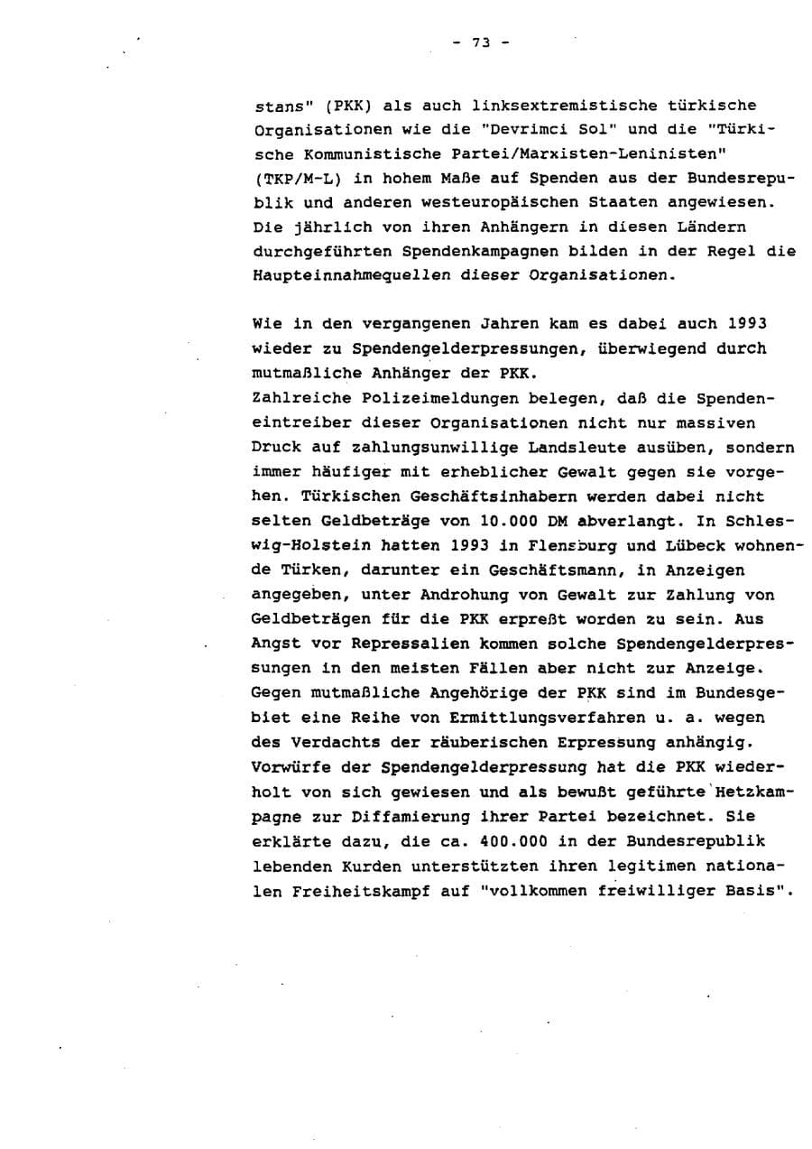 Seite 78 des Verfassungsschutzbericht 1993 Schleswig-Holstein