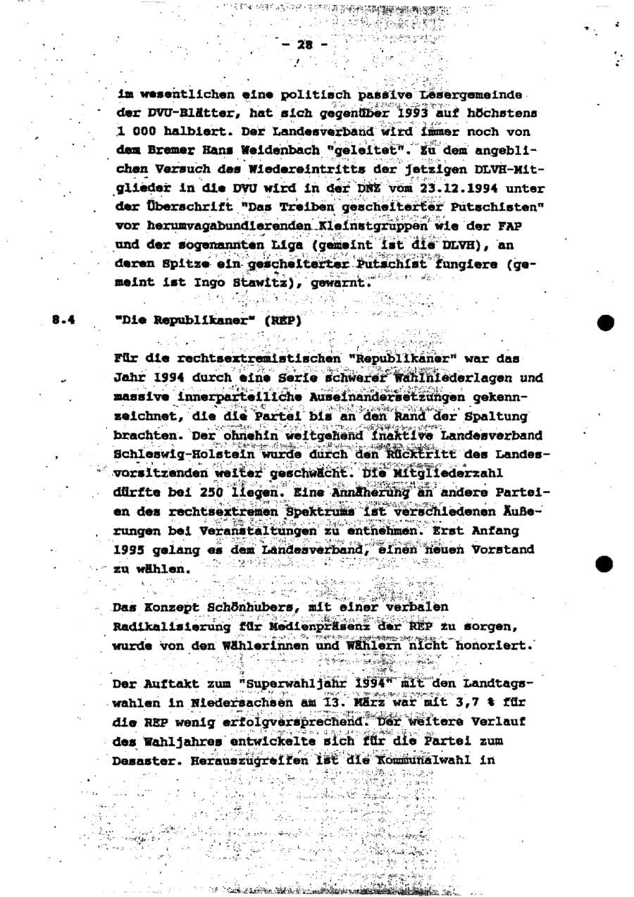 Seite 33 des Verfassungsschutzbericht 1994 Schleswig-Holstein