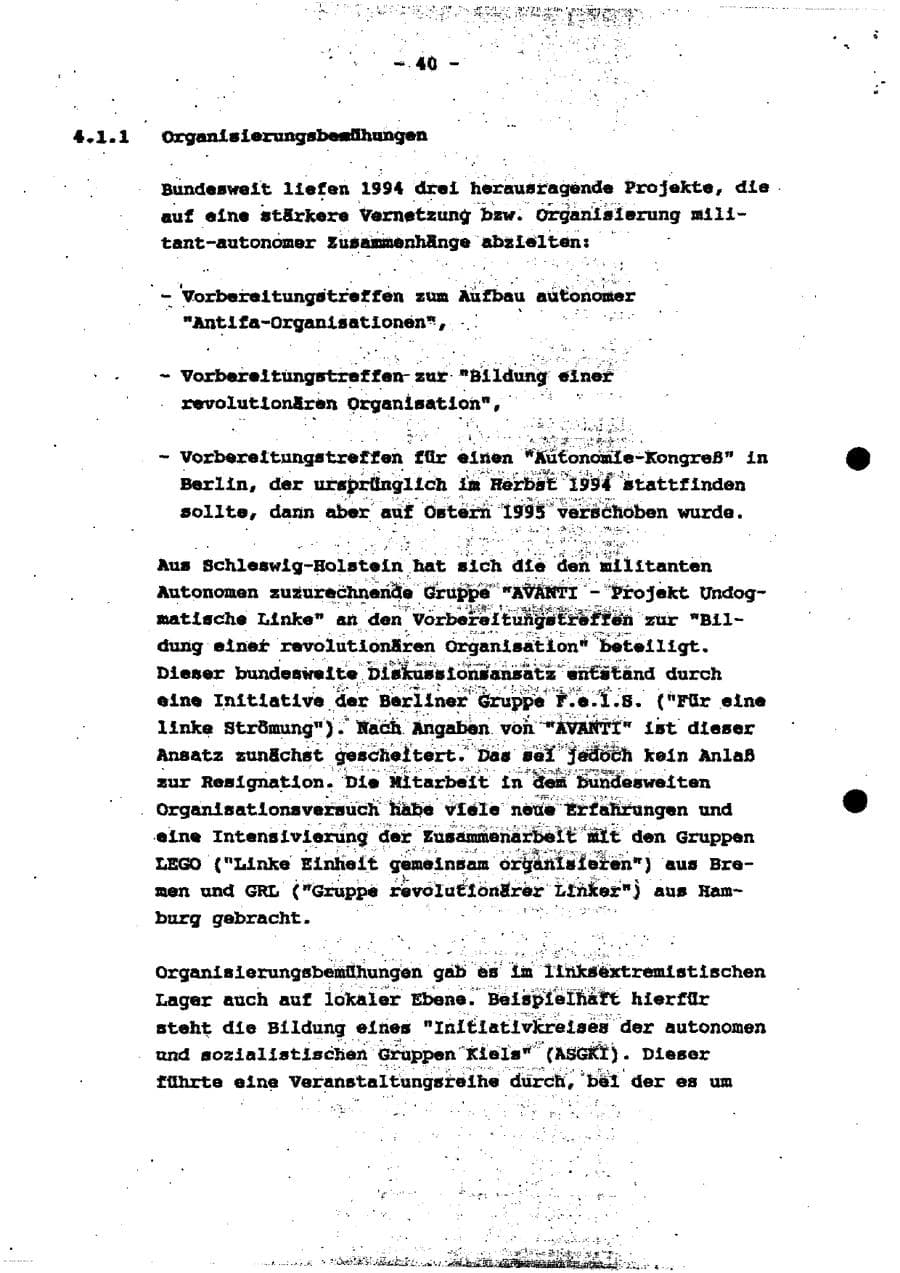 Seite 45 des Verfassungsschutzbericht 1994 Schleswig-Holstein