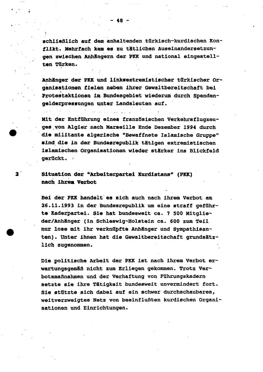 Seite 52 des Verfassungsschutzbericht 1994 Schleswig-Holstein