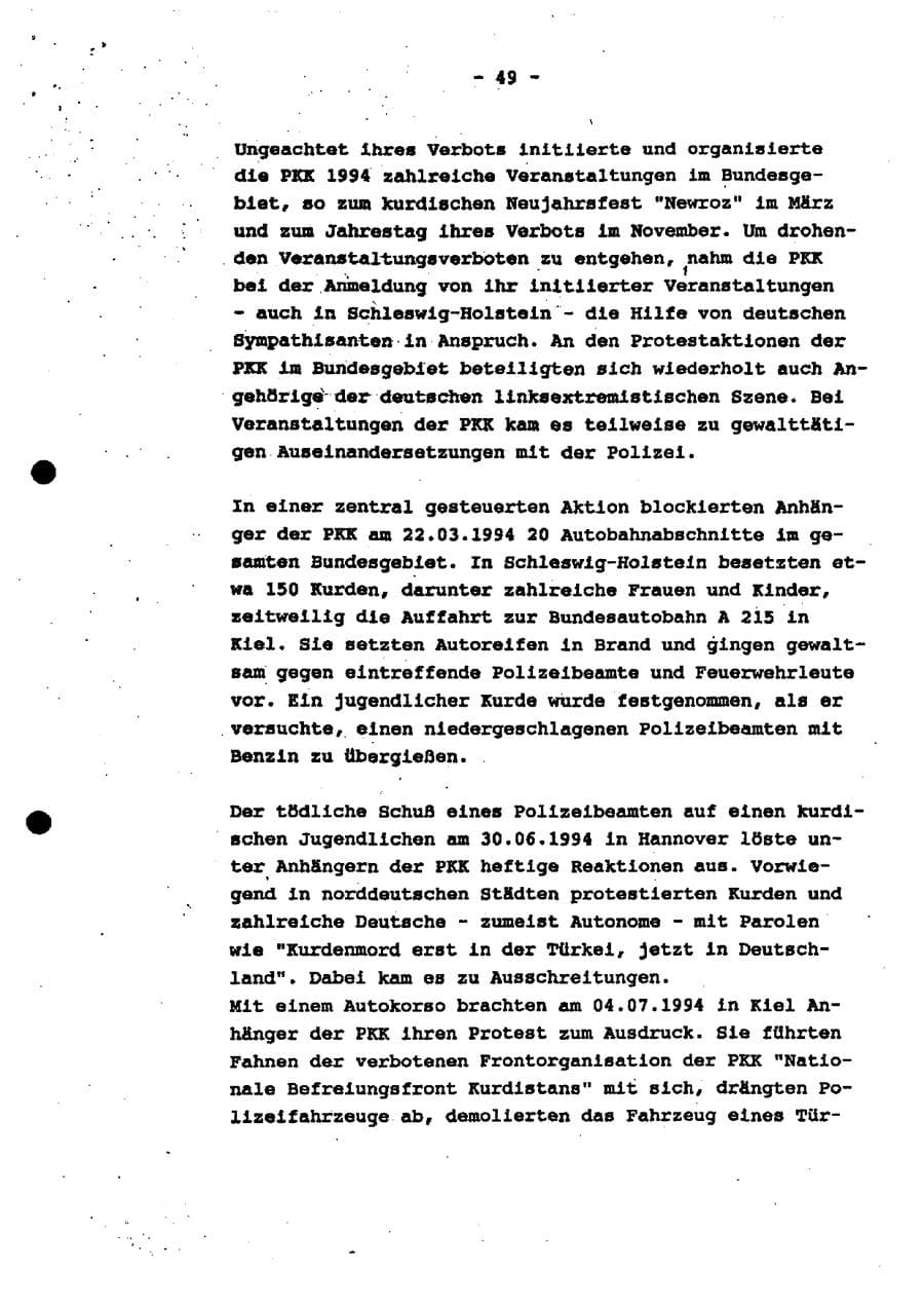 Seite 54 des Verfassungsschutzbericht 1994 Schleswig-Holstein