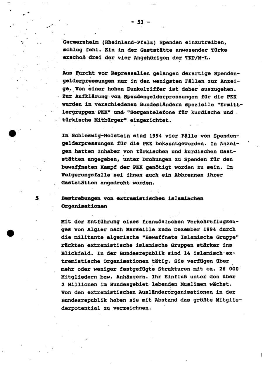 Seite 58 des Verfassungsschutzbericht 1994 Schleswig-Holstein