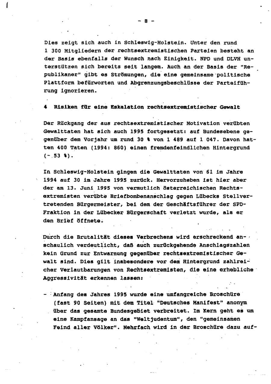 Seite 14 des Verfassungsschutzbericht 1995 Schleswig-Holstein