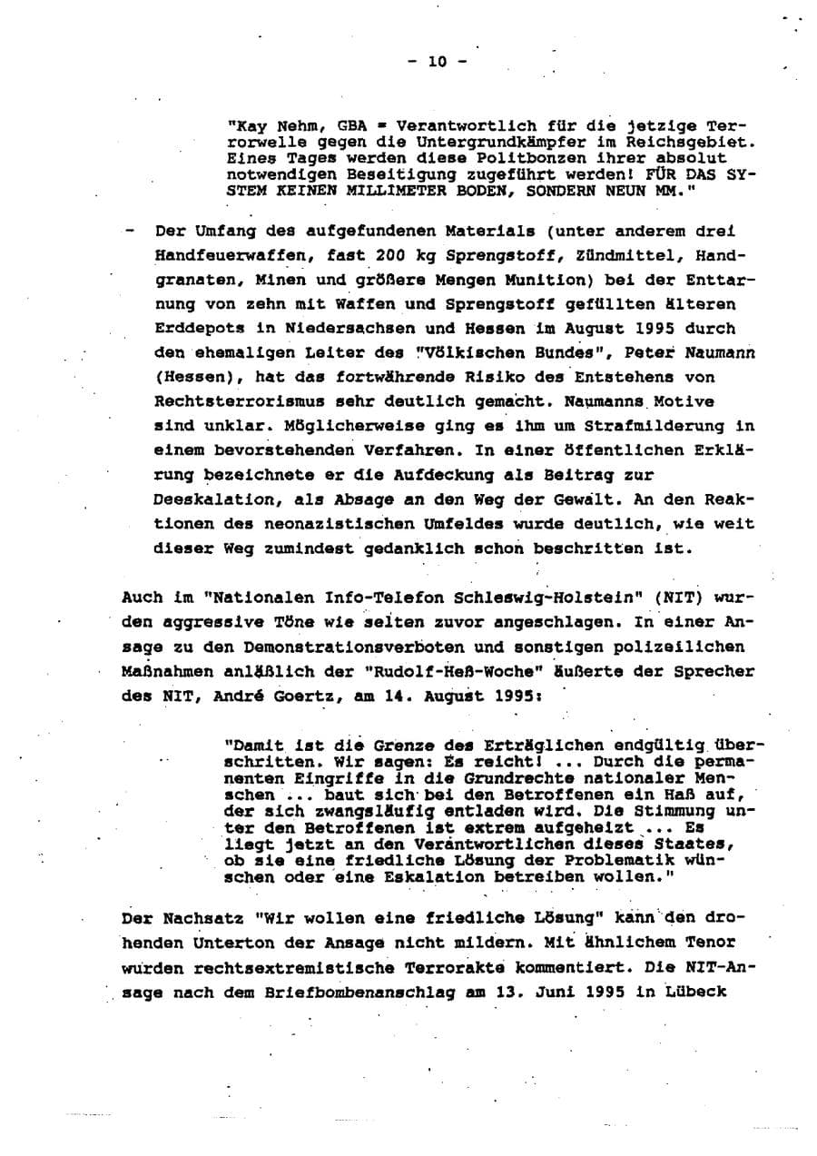 Seite 16 des Verfassungsschutzbericht 1995 Schleswig-Holstein