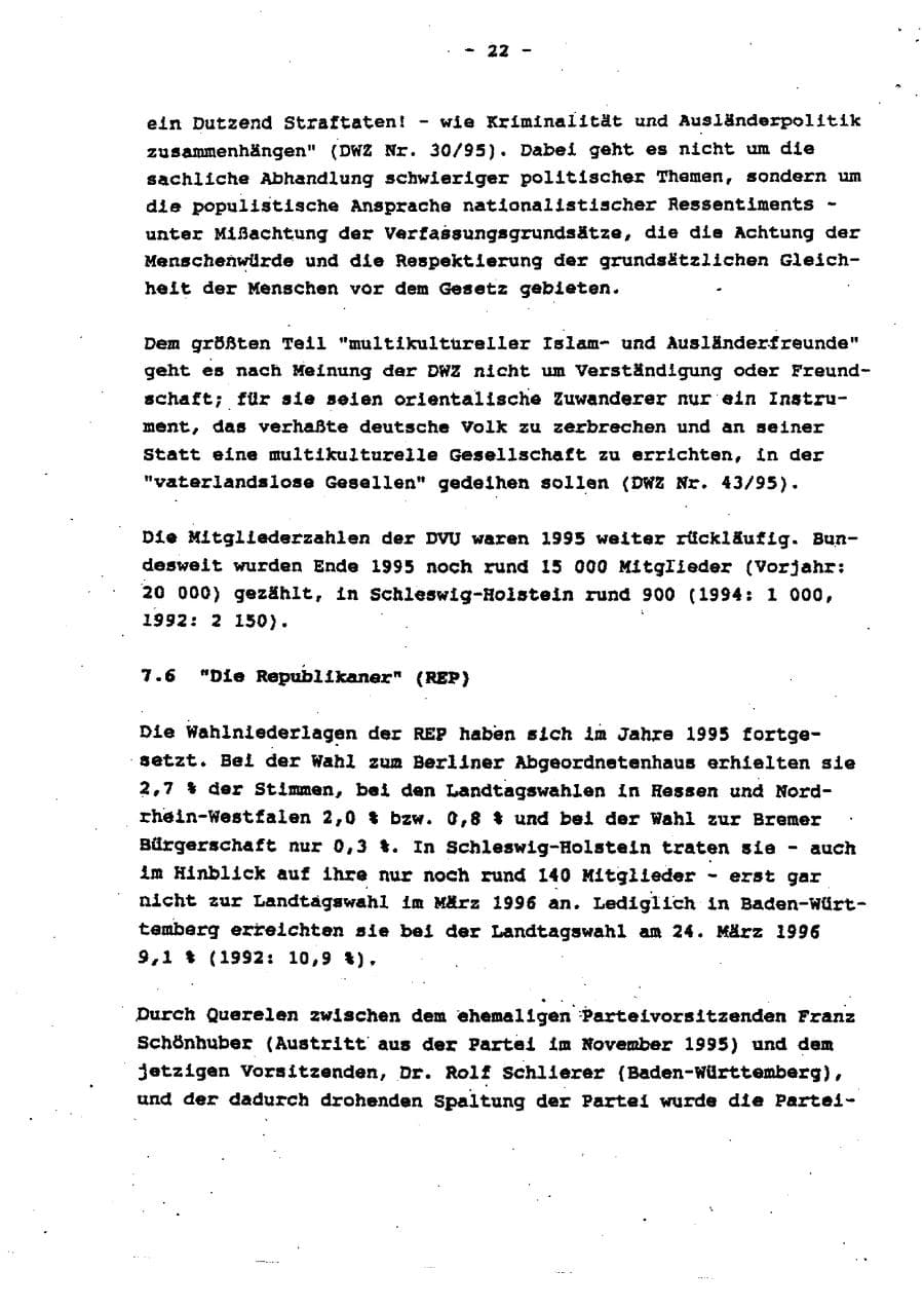 Seite 28 des Verfassungsschutzbericht 1995 Schleswig-Holstein
