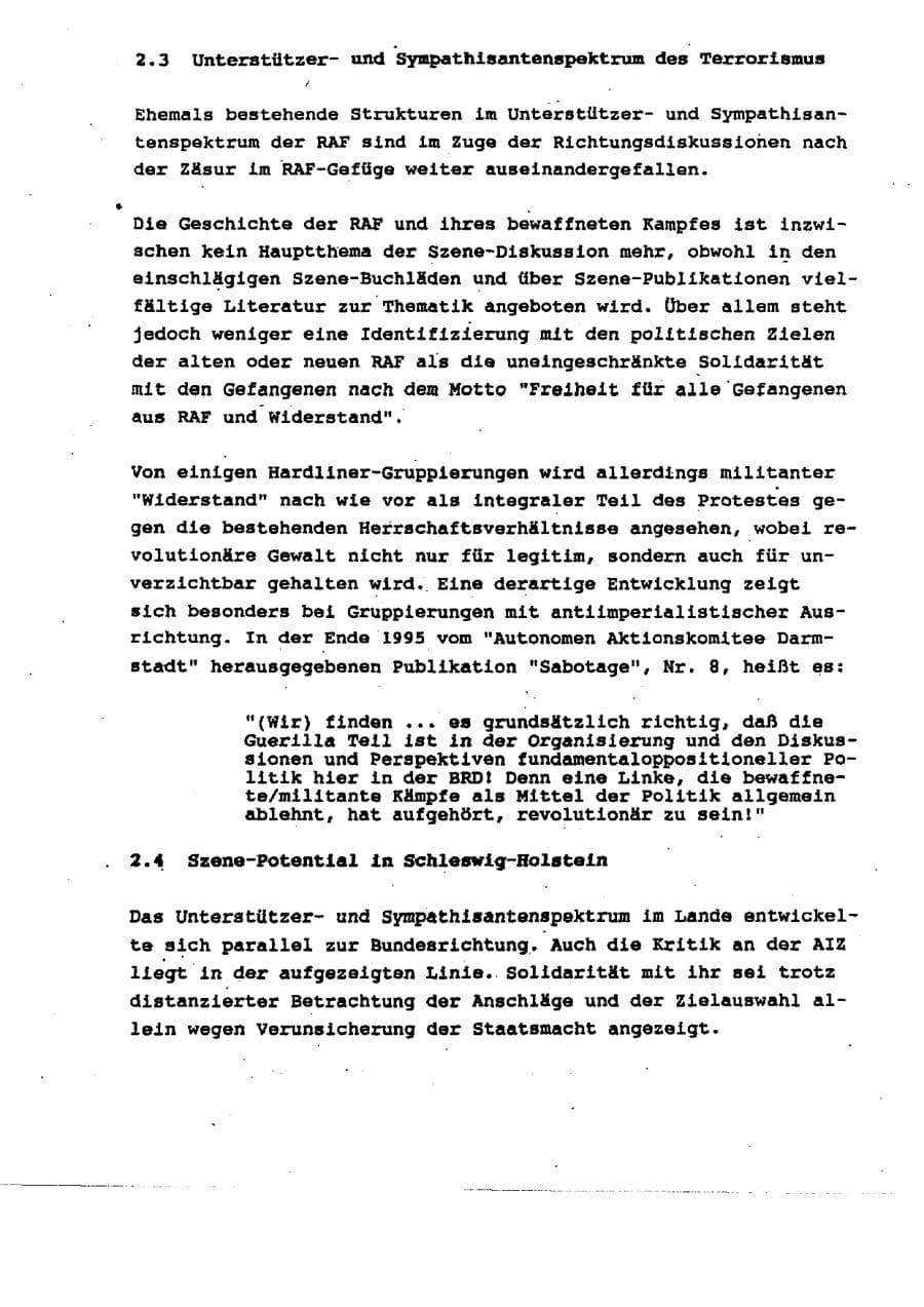 Seite 39 des Verfassungsschutzbericht 1995 Schleswig-Holstein