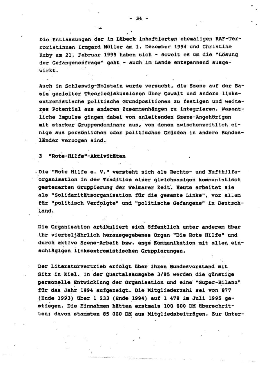 Seite 40 des Verfassungsschutzbericht 1995 Schleswig-Holstein