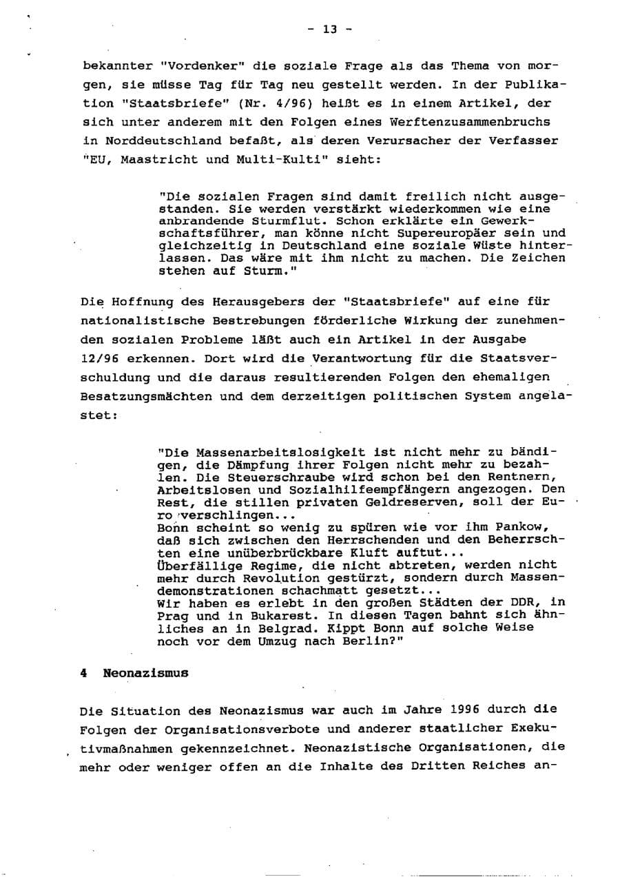 Seite 18 des Verfassungsschutzbericht 1996 Schleswig-Holstein