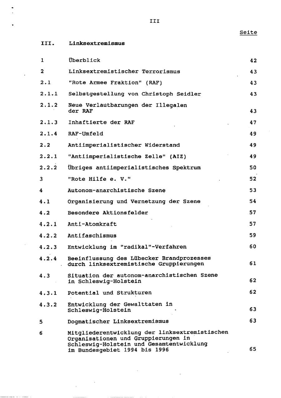 Seite 4 des Verfassungsschutzbericht 1996 Schleswig-Holstein