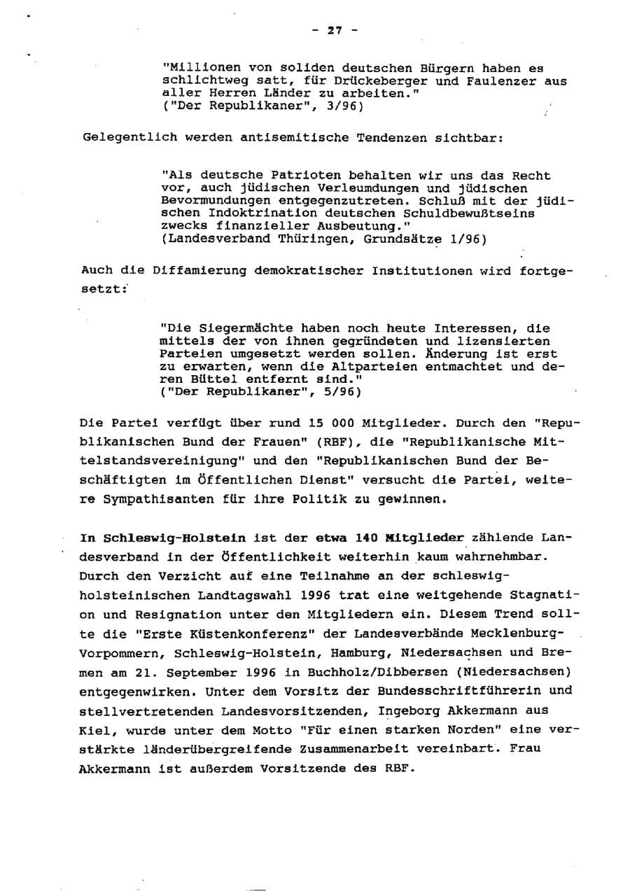 Seite 32 des Verfassungsschutzbericht 1996 Schleswig-Holstein