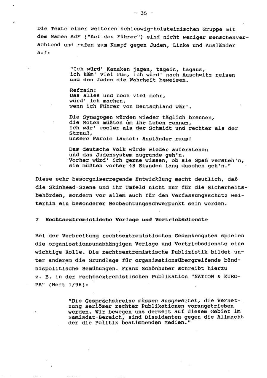 Seite 40 des Verfassungsschutzbericht 1996 Schleswig-Holstein