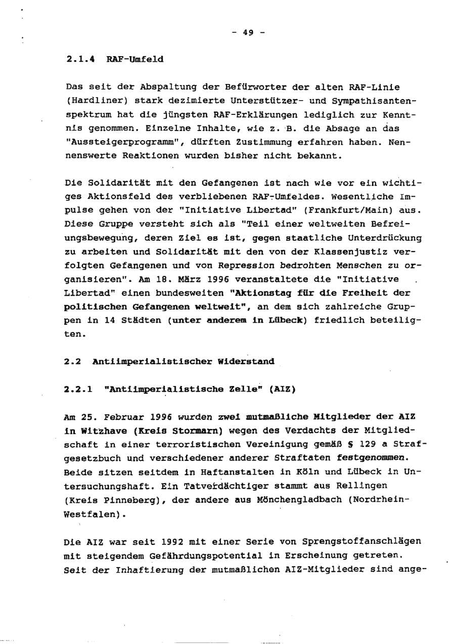 Seite 54 des Verfassungsschutzbericht 1996 Schleswig-Holstein